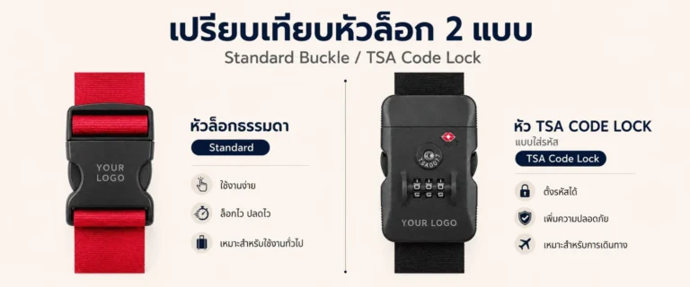 รับผลิตสายรัดกระเป๋าเดินทาง พร้อมสกรีนโลโก้และชื่อบริษัท