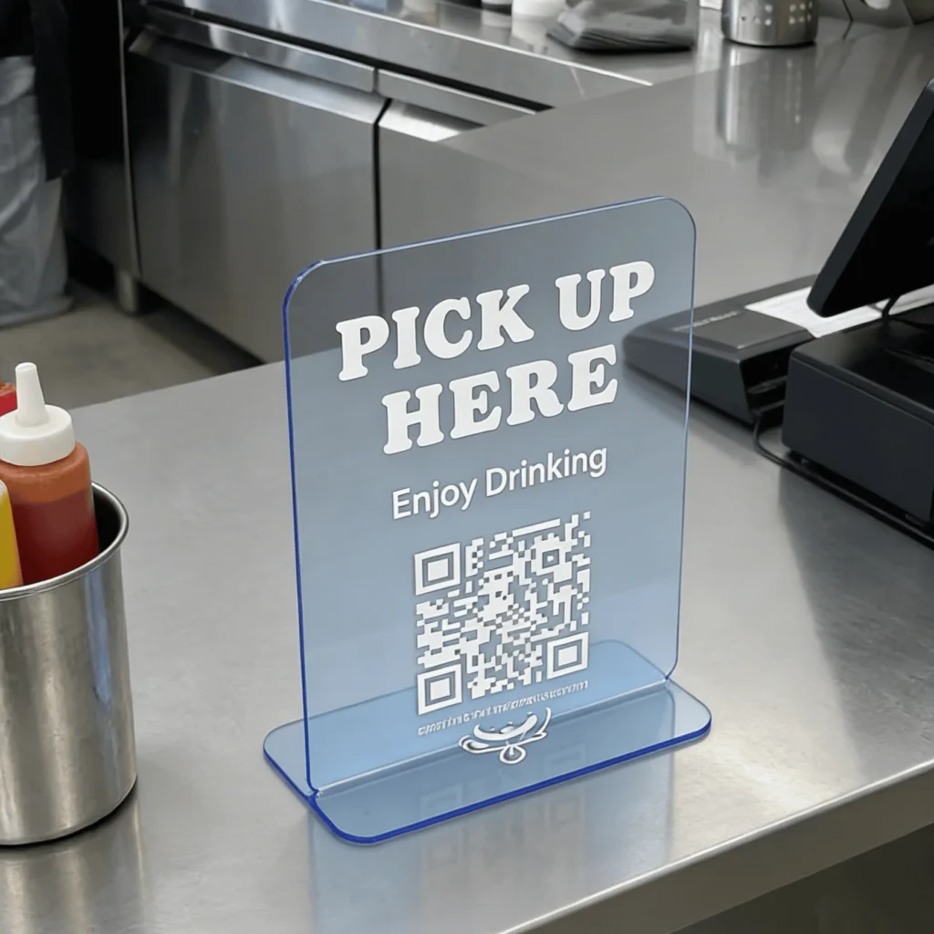 ACRYLIC HANGING SIGN | ป้ายอะคริลิคติดโต๊ะ ป้ายเคาน์เตอร์ ป้าย QR Code และป้ายรับสินค้า