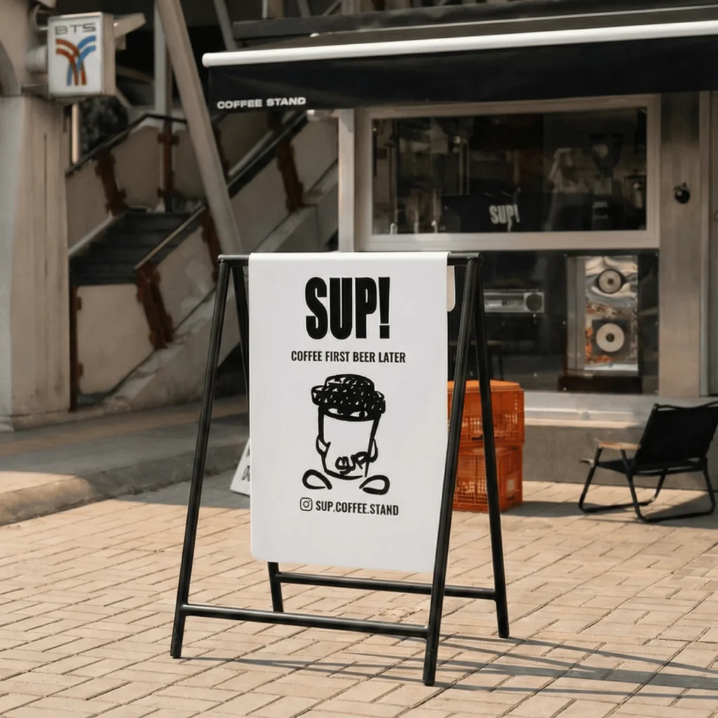 ACRYLIC SIGNME | ป้ายอะคริลิคตั้งหน้าร้าน พร้อมขาตั้งโครงเหล็ก