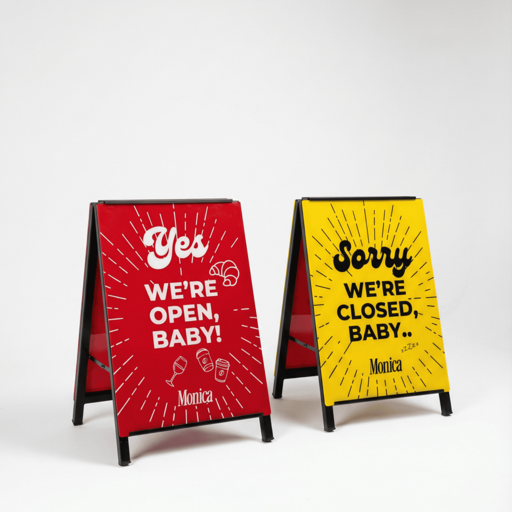 ACRYLIC Tent Sign ป้ายอะคริลิคตั้งหน้าร้าน พร้อมขาตั้งโครงเหล็ก