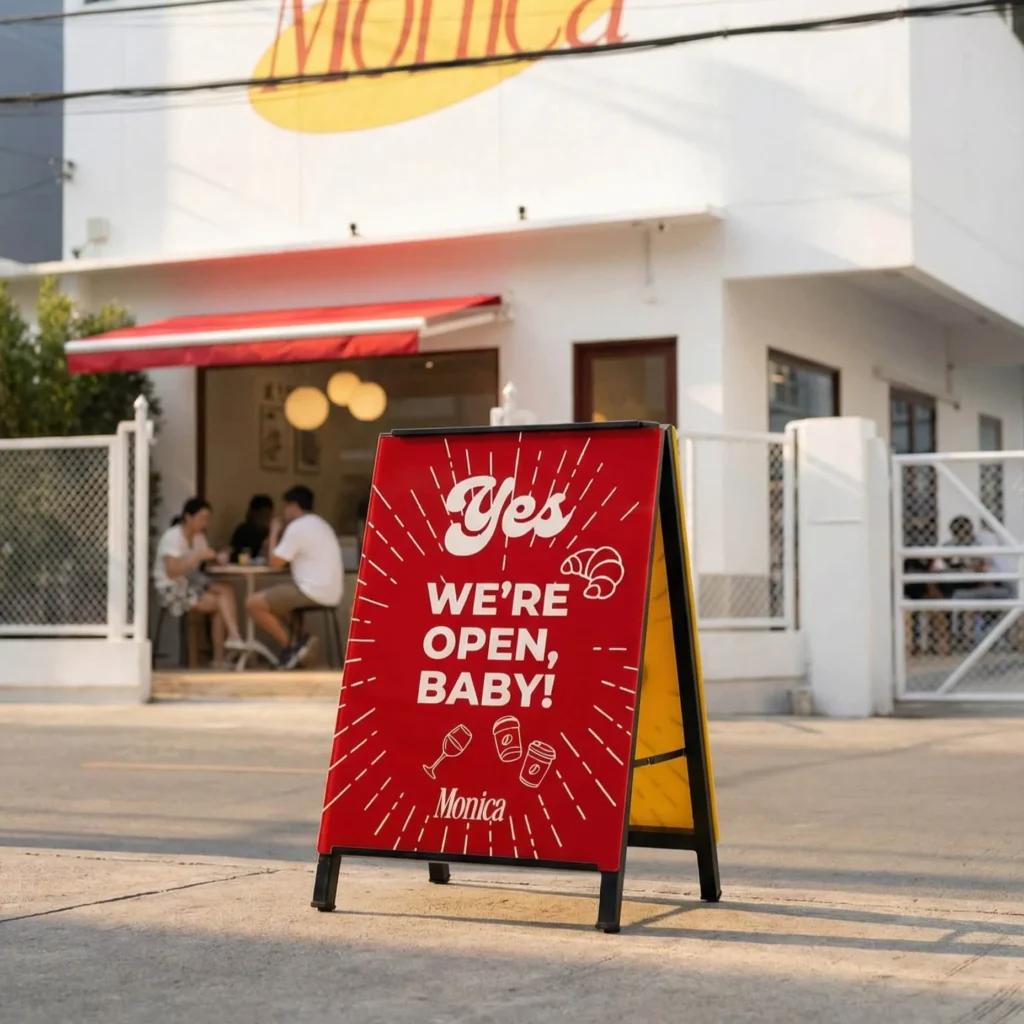 ACRYLIC Tent Sign ป้ายอะคริลิคตั้งหน้าร้าน พร้อมขาตั้งโครงเหล็ก