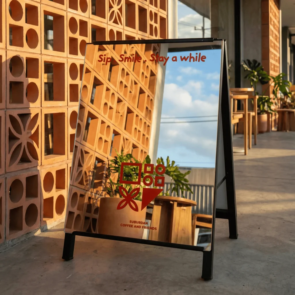 ACRYLIC Tent Sign ป้ายอะคริลิคตั้งหน้าร้าน พร้อมขาตั้งโครงเหล็ก